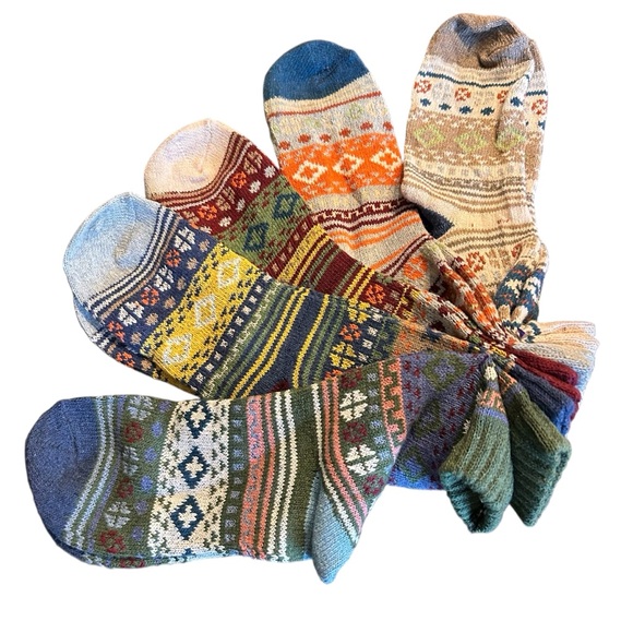 Boho Multicolor Patterned Socks Set OS - Picture 1 of 2